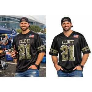 Dallas Cowboys Ezekiel Elliott #21 Salute To Service Camo NFL Jersey Mens SizeXL